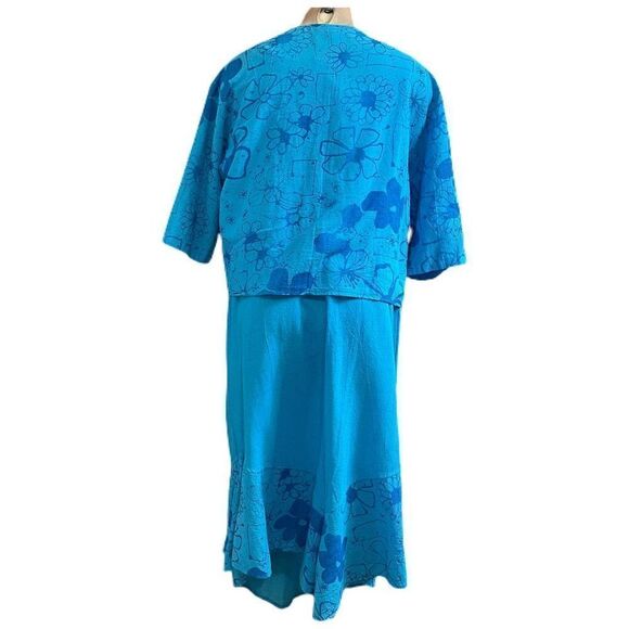 Peanut Punch Casual Wear Blue Lagenlook 2 Pc Dress Set Size Small Medium - Picture 3 of 15